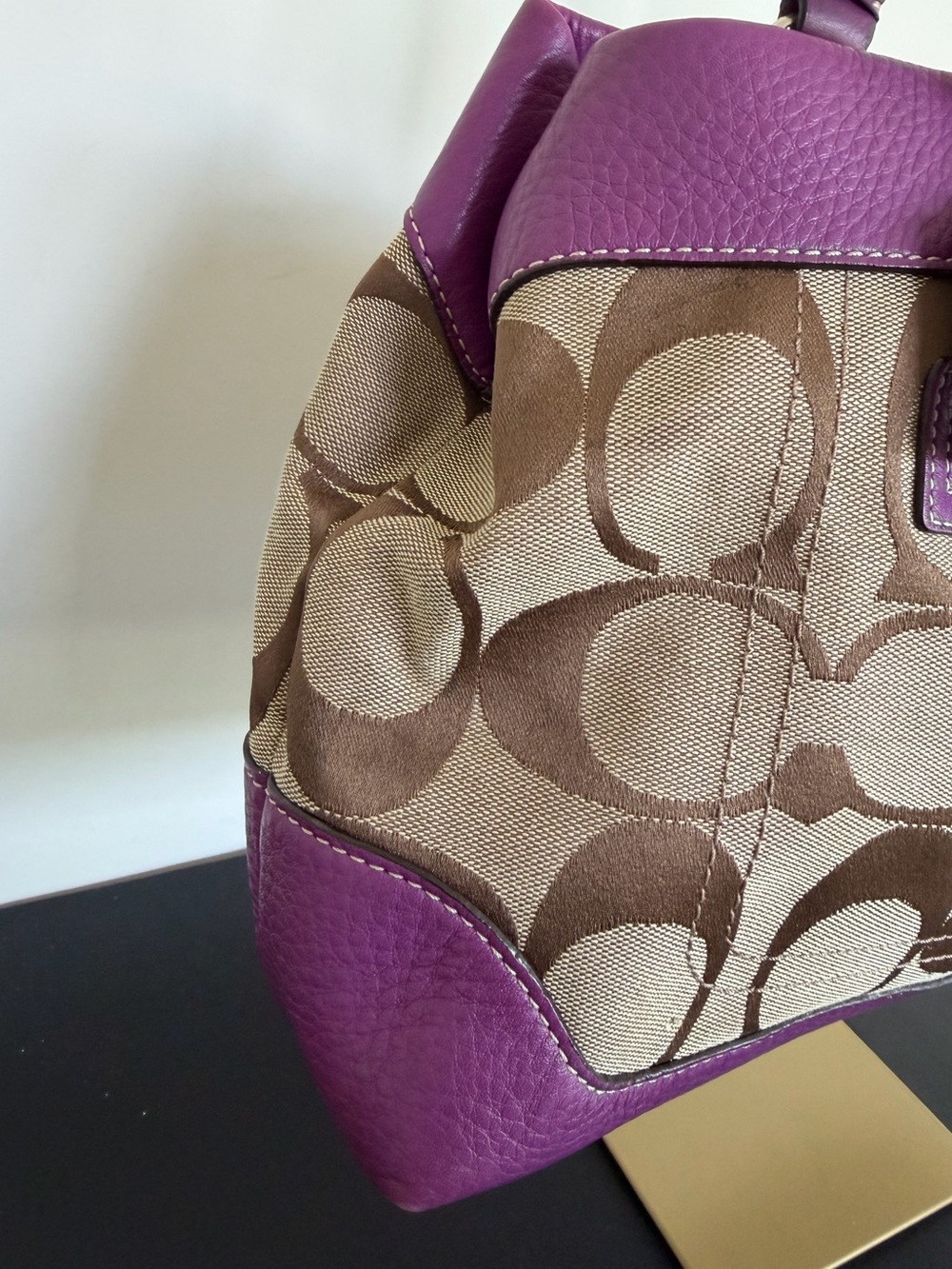 Coach Penelope Signature Shopper 14422 Khaki Berry Shoulder Tote - Picture 4 of 16